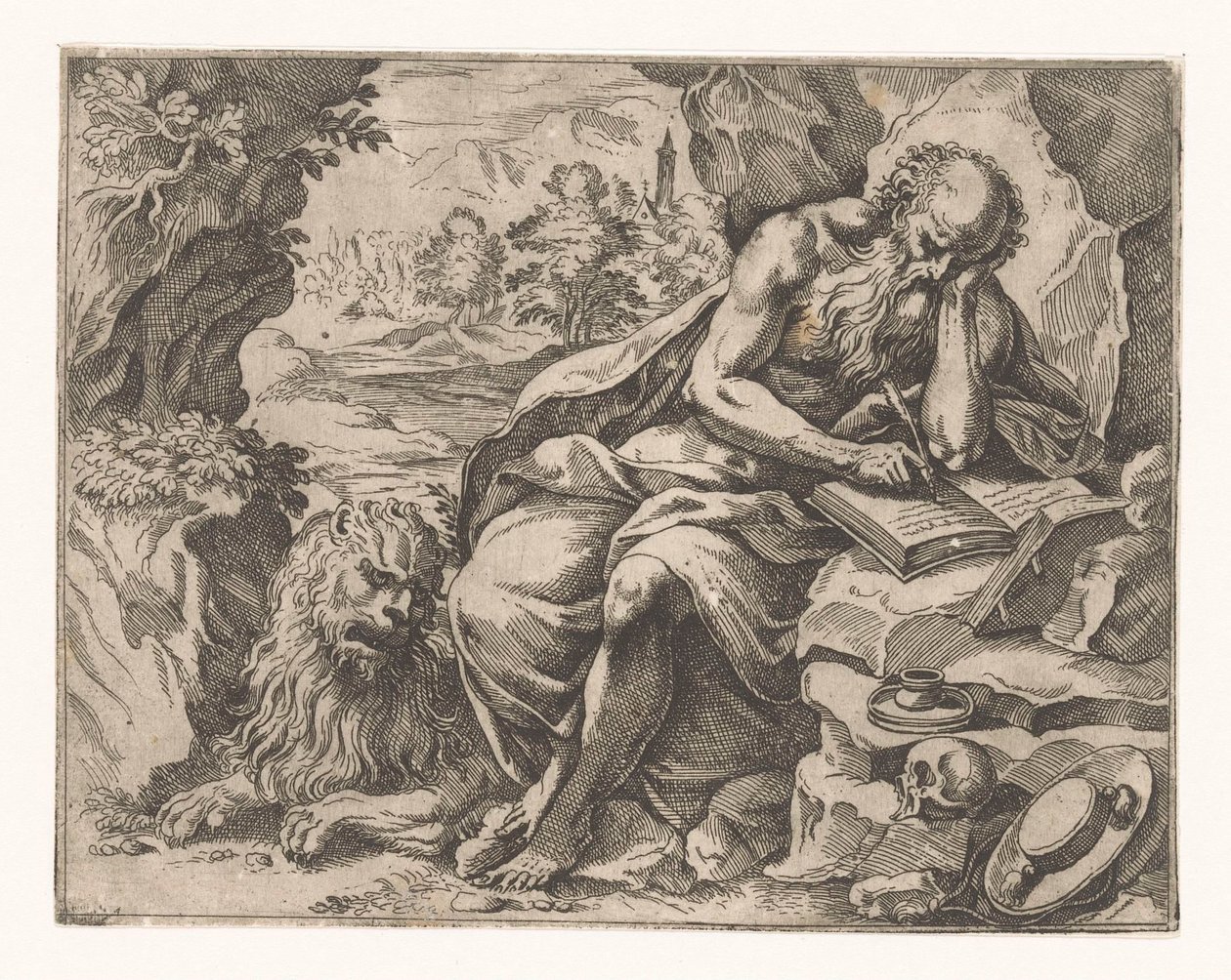 Święty Hieronim na pustkowiu autorstwa Vespasiano Strada (attributed to)