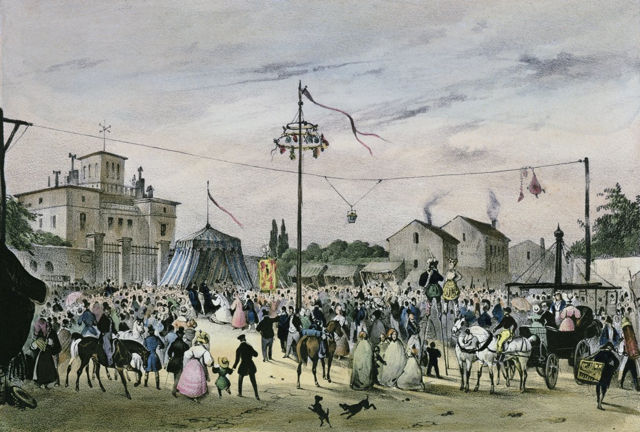 „Lokalne festyny wokół Paryża”, seria, 1830, Beaugrenelle autorstwa Victor Adam