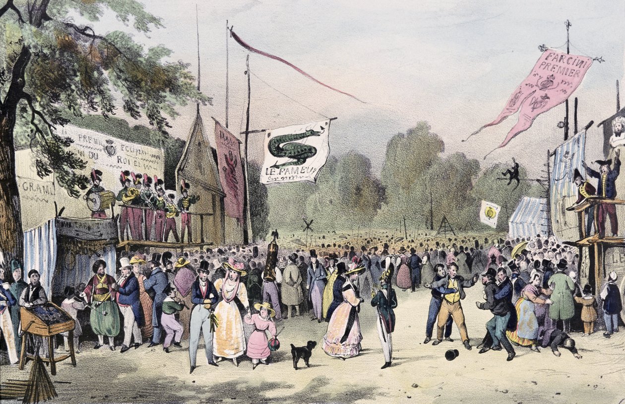 „Lokalne festyny wokół Paryża”, seria, 1830, Saint-Cloud autorstwa Victor Adam