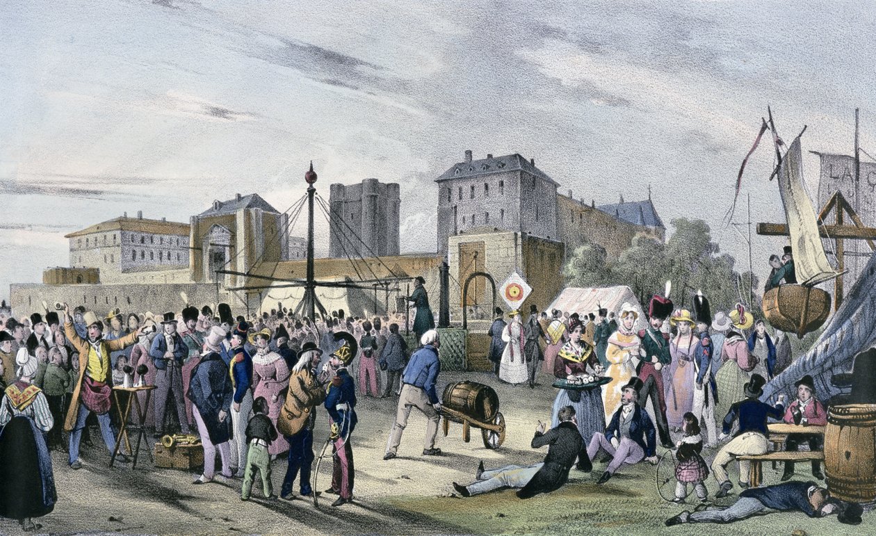„Lokalne festyny wokół Paryża”, seria, 1830, Vincennes autorstwa Victor Adam
