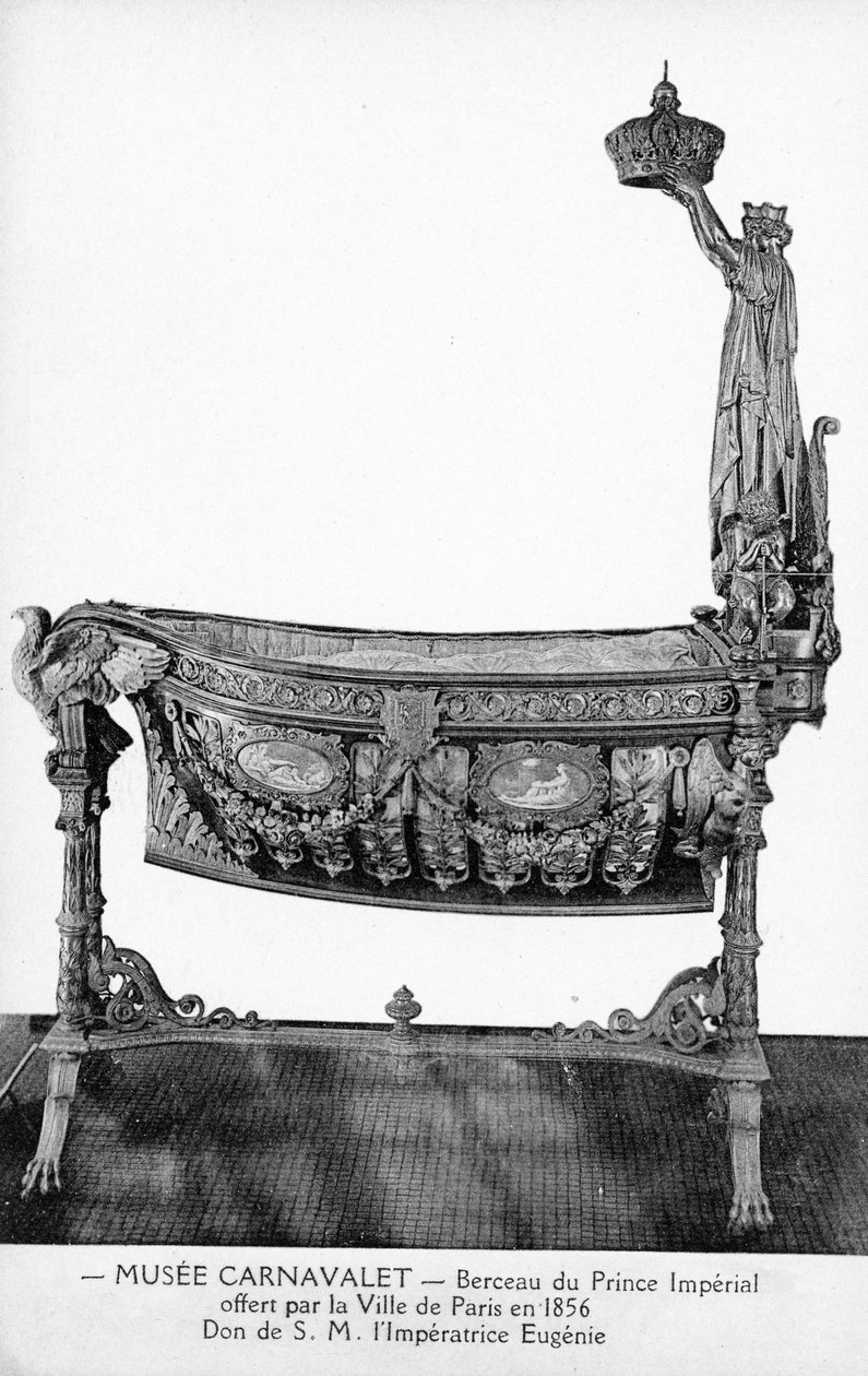 Łóżeczko dziecięce księcia cesarskiego, podarowane przez miasto Paryż cesarzowej Eugeniu w 1856 r. autorstwa Victor Baltard