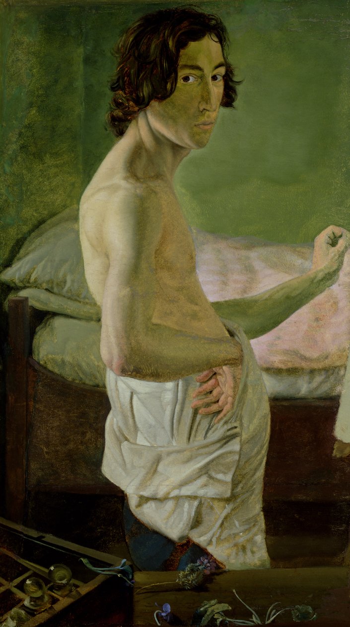 Autoportret przed sztalugą, ok. 1828 (media mieszane na papierze na płótnie) autorstwa Victor Emil Janssen