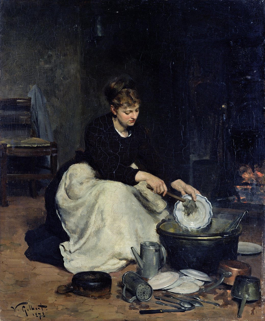 Zmywanie pokojówki kuchennej autorstwa Victor Gabriel Gilbert