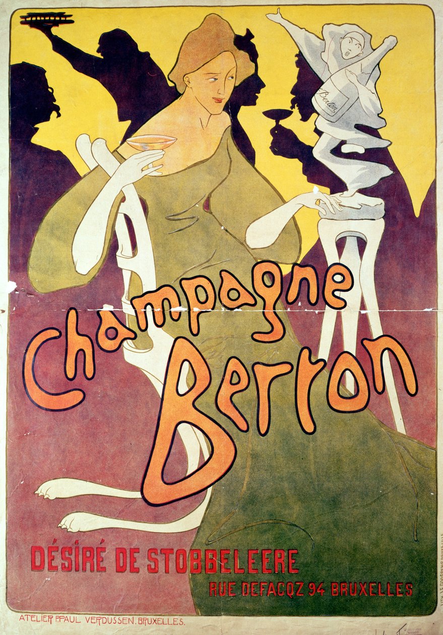 Szampan Berton, wydrukowany przez Josse Goosens 1876-1929 ok. 1900 kolorowa litografia autorstwa Victor Mignot