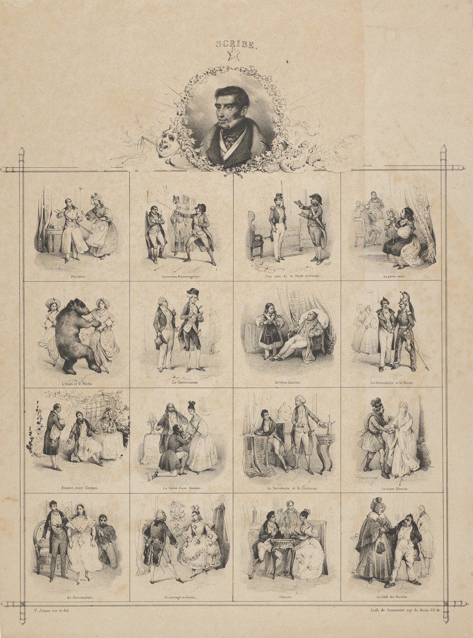 Augustyn-Eugène Skryba z postaciami, XIX w. autorstwa Victor Adam