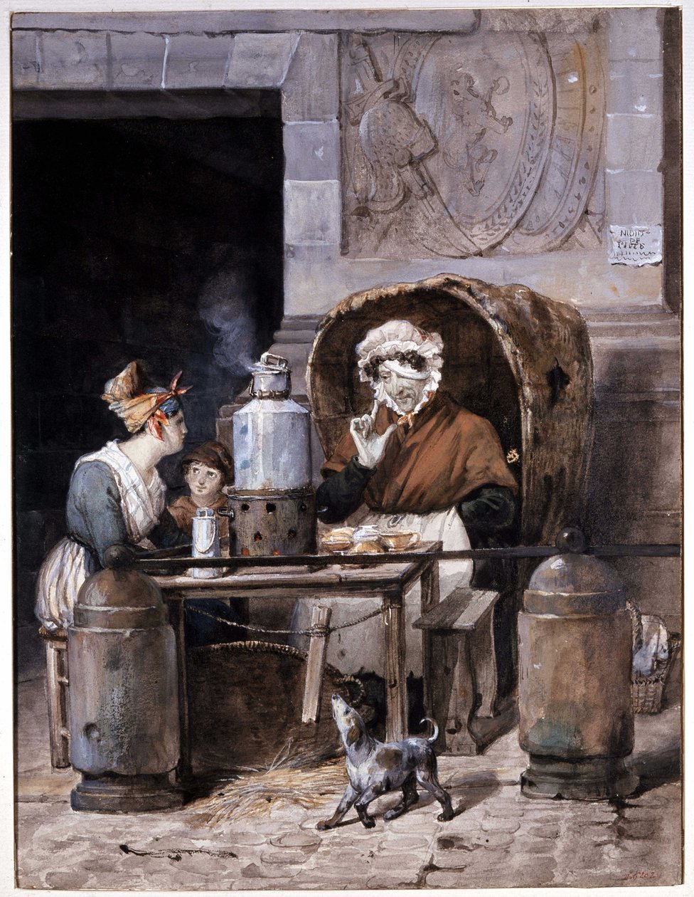 Sprzedawca kawiarni na ulicy - Adam, v.1850 autorstwa Victor Adam