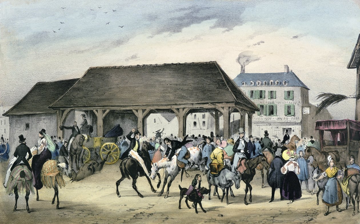 Święto osłów w Montmorency, „Lokalne festyny wokół Paryża”, seria, 1830, autorstwa Victor Adam