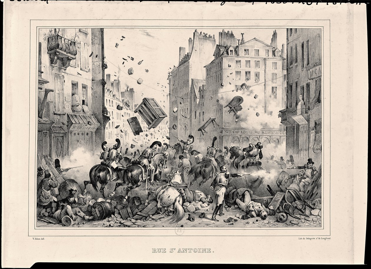 Rue Saint-Antoine w lipcu 1830 r., wyryty przez H. Delaporte autorstwa Victor Adam