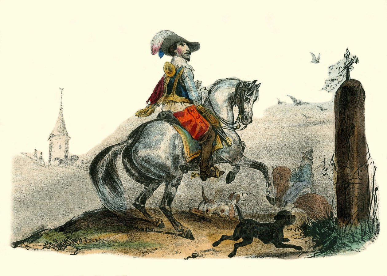 Wicehrabia Sommiere, dżentelmen Langwedocji i władca kraju. W „Albumie Grotesque, Choices of Outstanding Types”, ilustracje Victor Adam, Paryż, ok. 1850 r. autorstwa Victor Adam