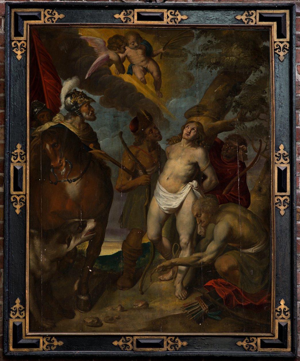 Kościół parafialny (Parochiekerk Sint-Walburga). Malarstwo.Victor Bukiet (?). Św. Sebastiana. Olej na desce. autorstwa Victor Boucquet