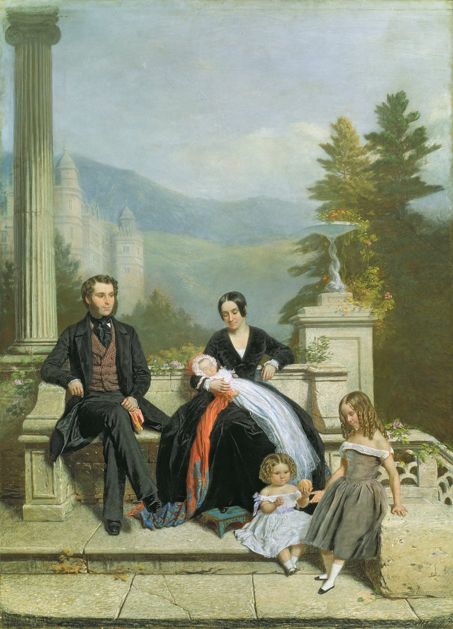Henry Granville Fitzalan Howard z Minną Lyons i jego trójką starszych dzieci, 1845 autorstwa Victor Dartiguenave