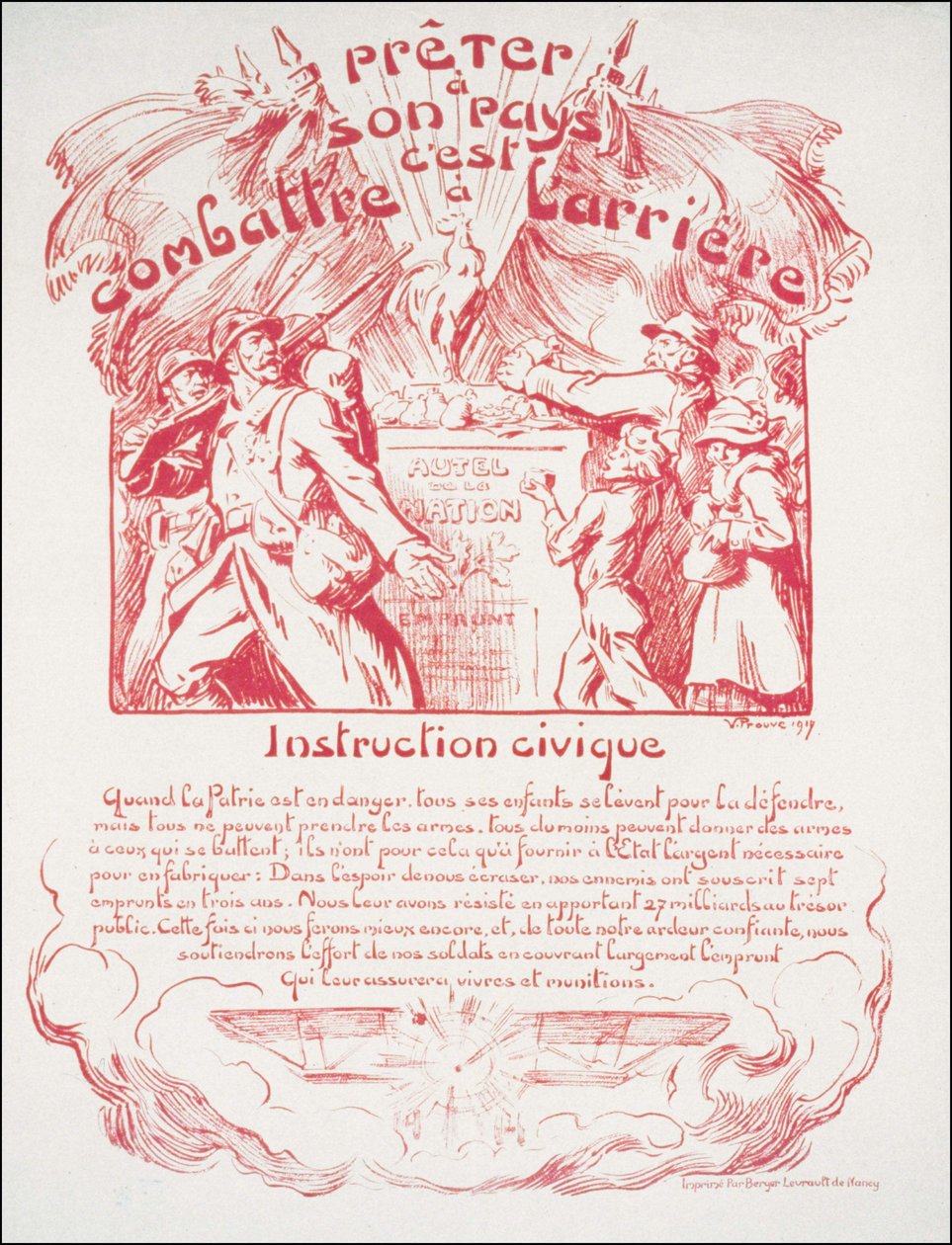 Pożyczanie twojego kraju walczy z tyłu - Edukacja Obywatelska. Plakat wojenny autorstwa Victor Emile Prouve