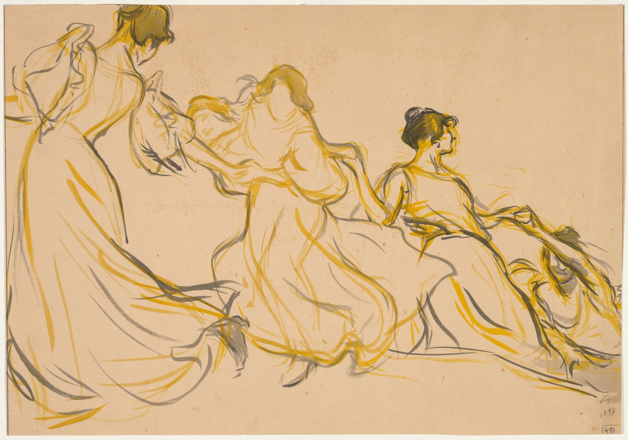 Studium do dekoracji Salle des Fêtes dla ratusza 11. dzielnicy Paryża, 1897. autorstwa Victor Emile Prouve