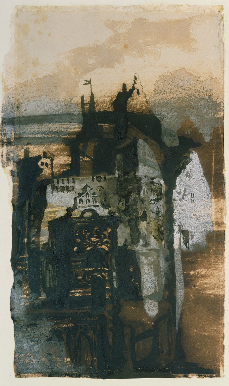 Renesansowy zamek (tusz indyjski, gwasz i sepia na papierze) autorstwa Victor Hugo