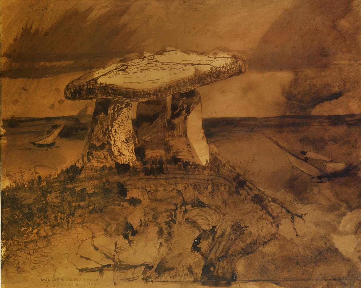 Dolmen, gdzie mroczne usta przemawiają do mnie (pióro i atrament i umyć na papierze) autorstwa Victor Hugo