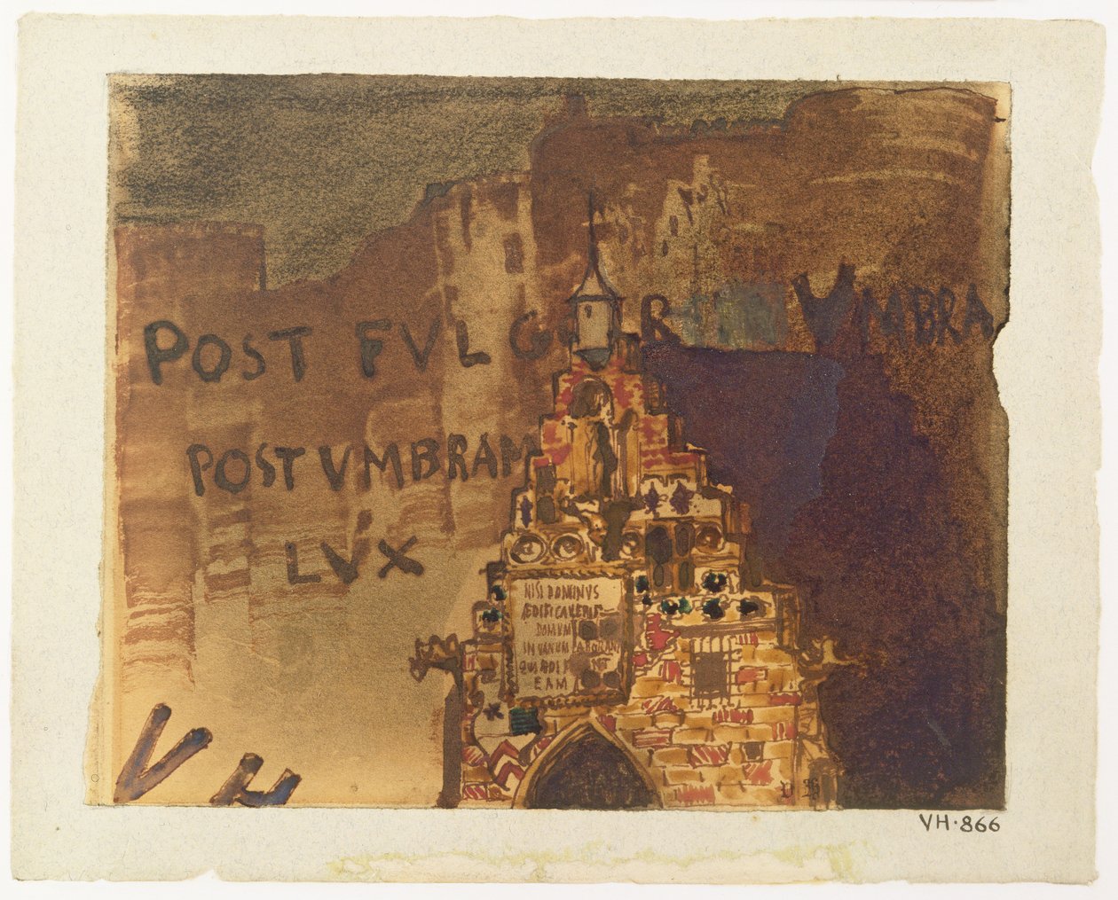 Dom Kawalera de Saint-Georges, Heidelberg (pióro, tusz i wc na papierze) autorstwa Victor Hugo