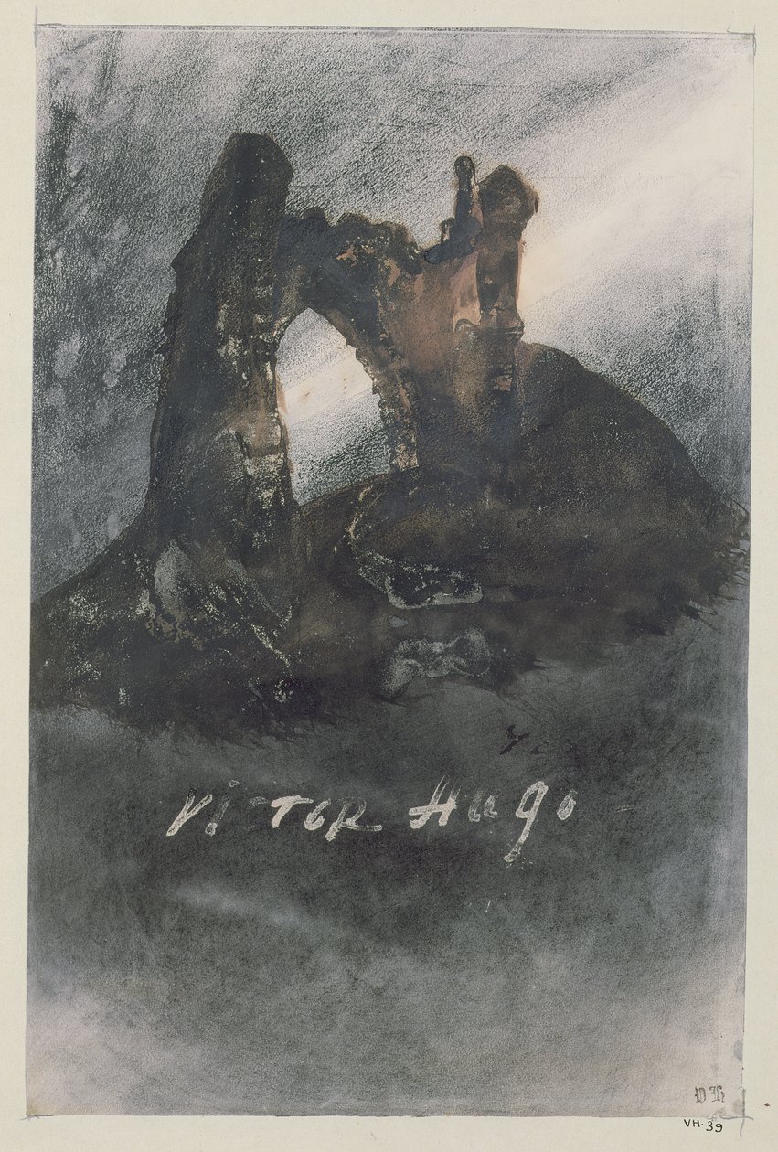 Ruiny w Groz-Nez, Jersey lub The Arch (ołówek, atrament indyjski i sepia na papierze) autorstwa Victor Hugo