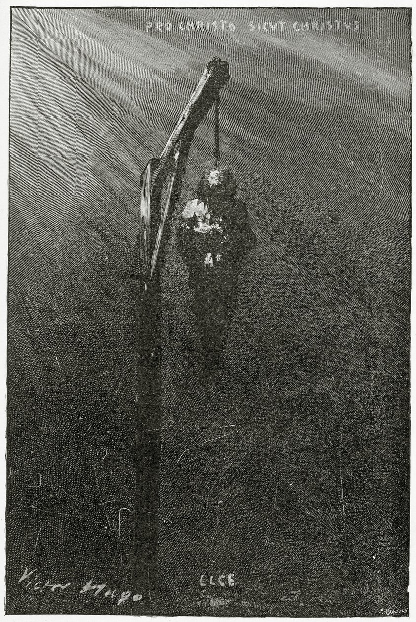 Zawieszenie Johna Browna, XIX w. (grawerunek bw) autorstwa Victor Hugo
