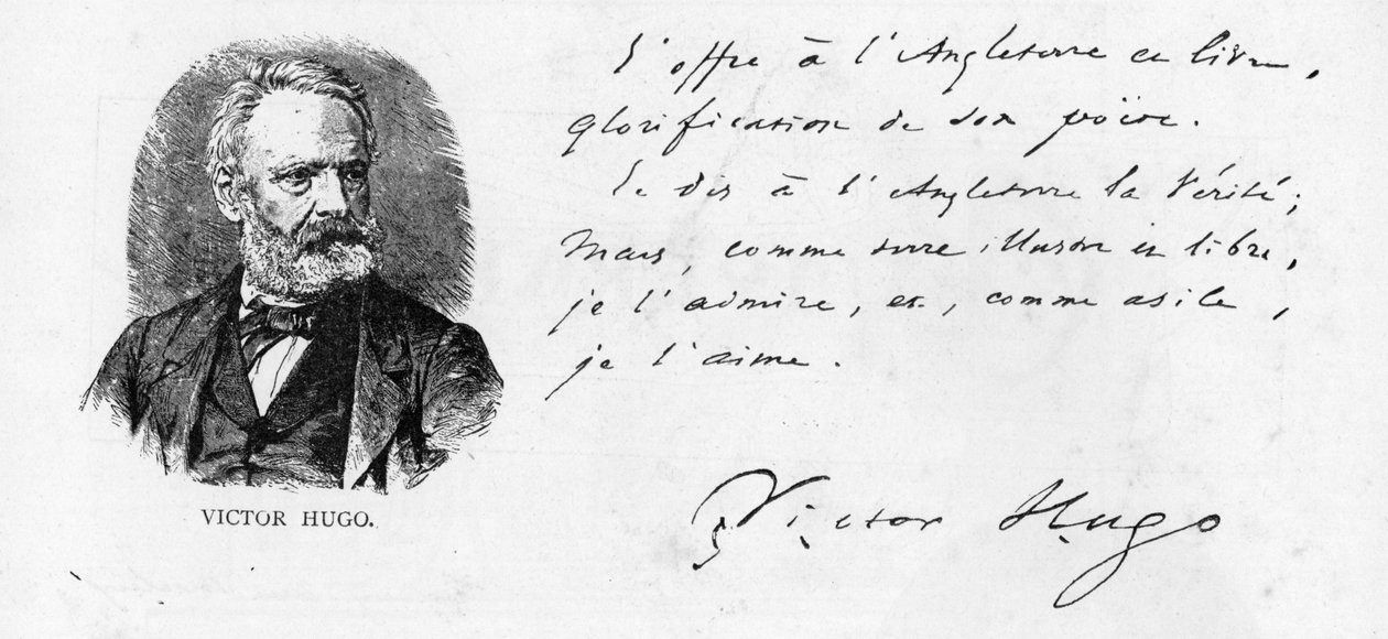 Dedykacja Victora Hugo dla Anglii jego książki o Szekspirze, c.1864 autorstwa Victor Hugo