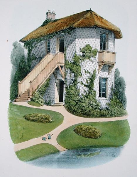 Domek ogrodnika, z "Habitations Champetres", wyd. ok. 1885 r. (chromolit) autorstwa Victor Jean Baptiste Petit