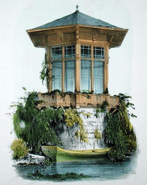 Pawilon Parkowy, z „Habitations Champetres”, wydany ok. 1855 (chromolitografia) autorstwa Victor Jean Baptiste Petit