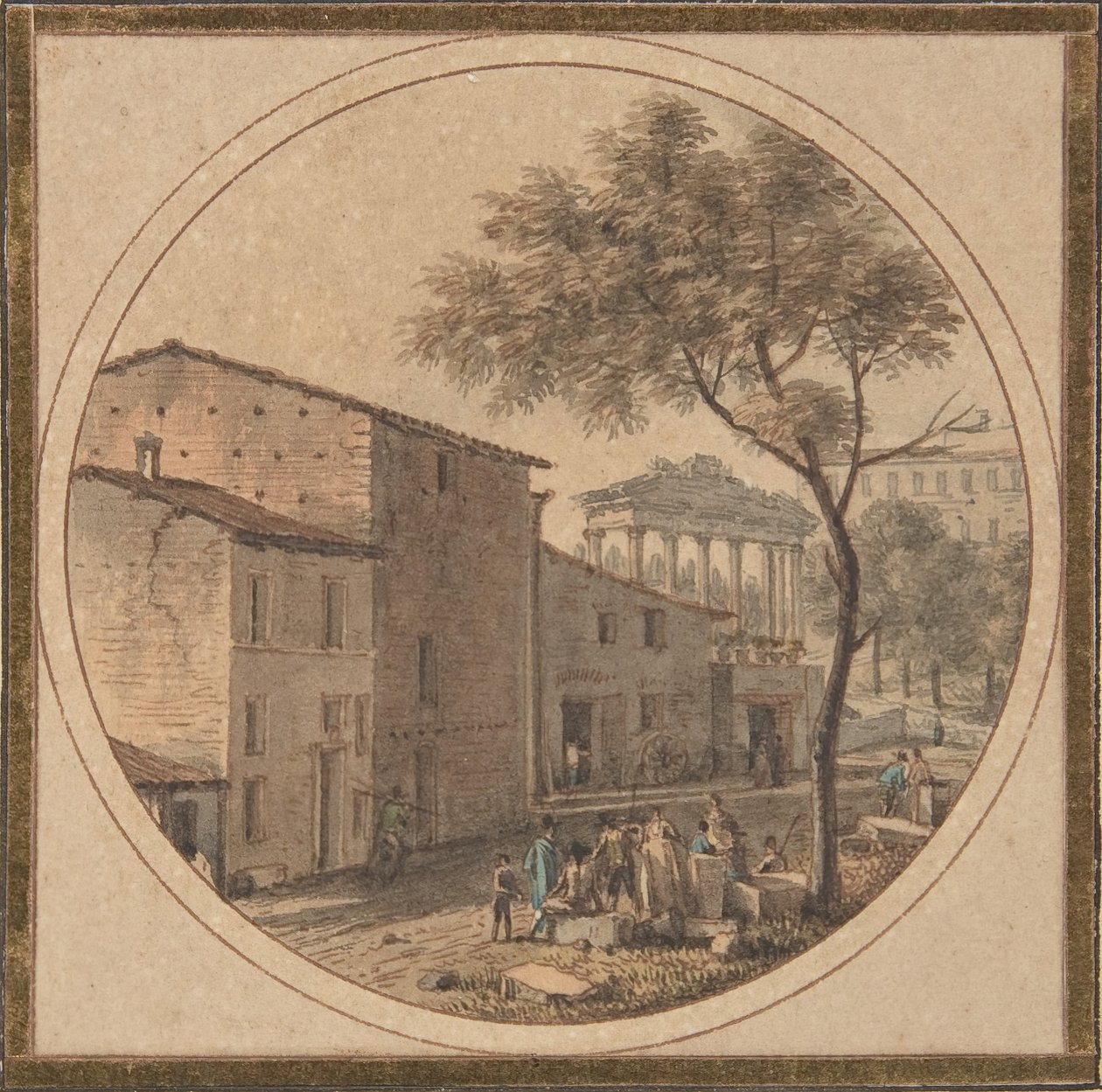 Widok na Forum Romanum ze świątynią Saturna w tle, b.d. autorstwa Victor Jean Nicolle