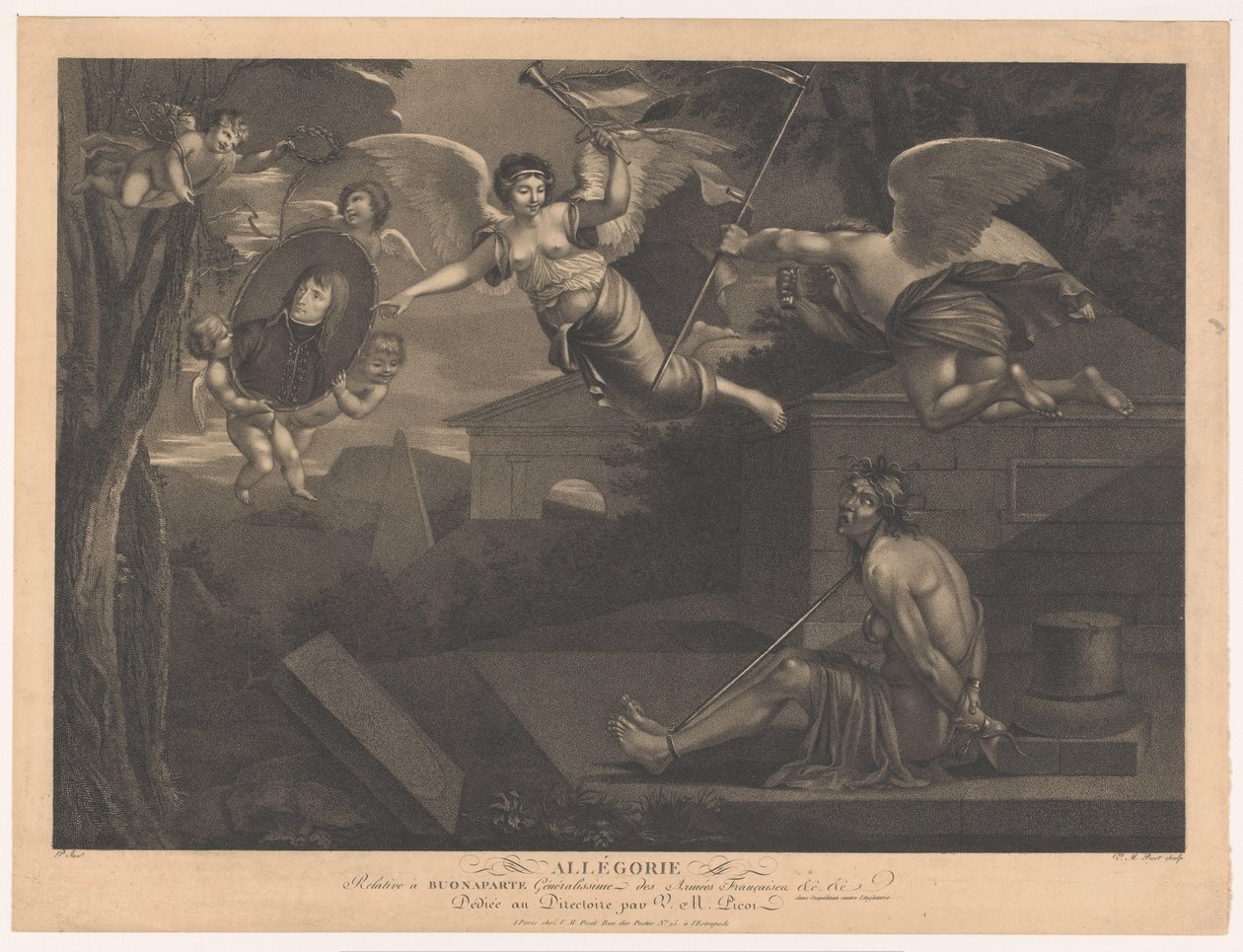 Alegoria Napoleona I Bonapartego Alegoria odnosząca się do Buonaparte Generalissimo Armii Francuskiej (tytuł na obiekcie) autorstwa Victor Marie Picot