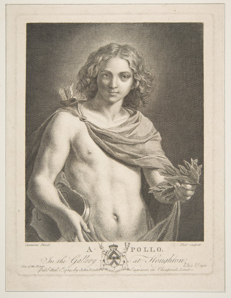 Apollo w płaszczu, trzymający gałązkę laurową i skrzypce, 1784. autorstwa Victor Marie Picot