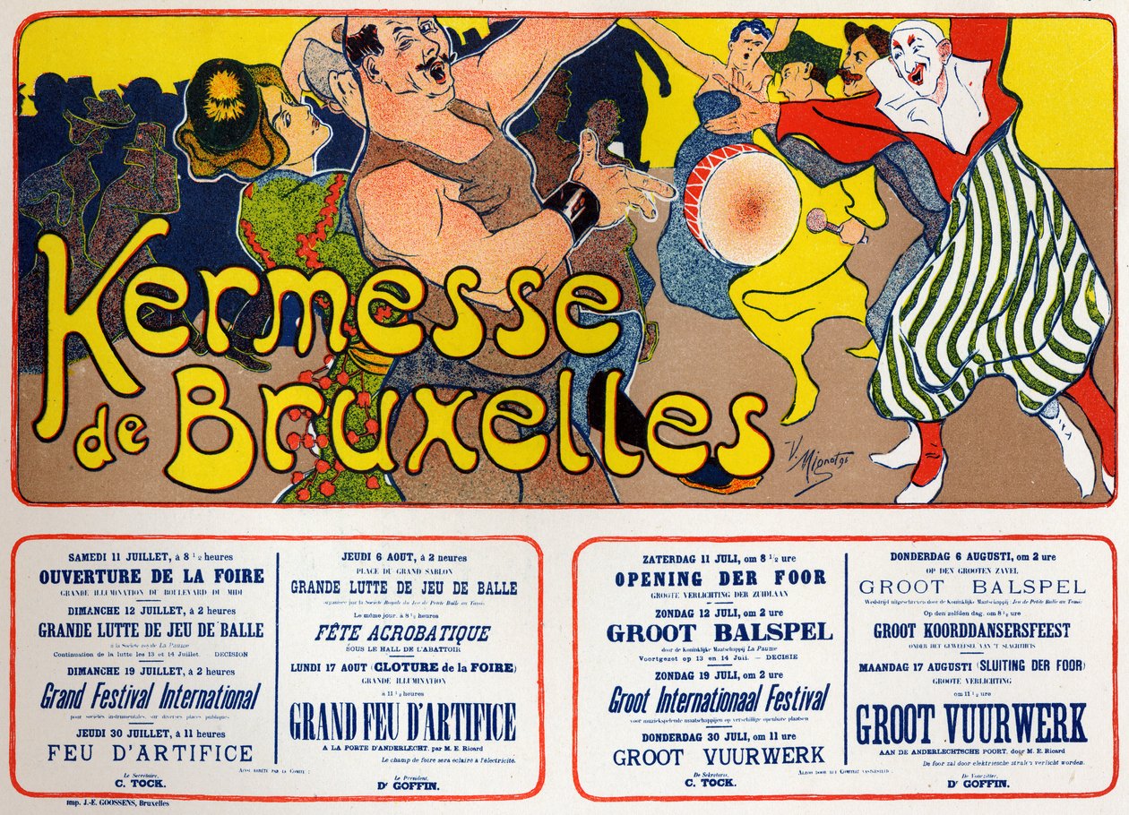 Styl życia. Kermess Brussel (Karnawał), Belgia. Plakat V. Mignot, Belgia, c.1890 (plakat) autorstwa Victor Mignot