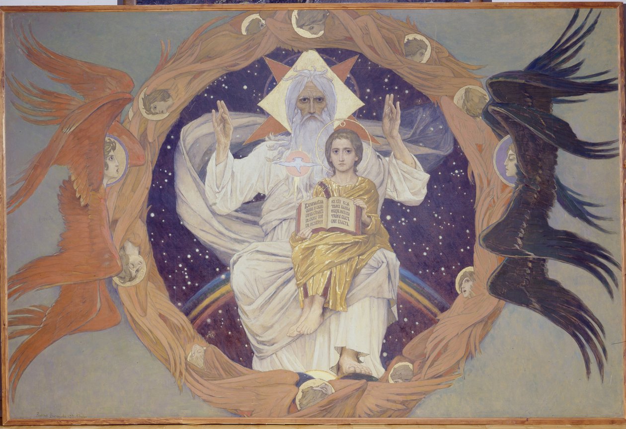 Trójca Święta, Szkic przygotowawczy do katedry Aleksandra Newskiego w Warszawie, 1907 autorstwa Victor Mikhailovich Vasnetsov