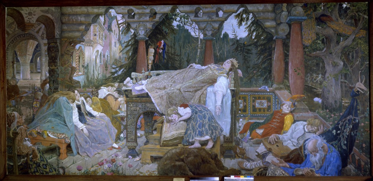 Śpiąca królewna (tradycyjna opowieść) - Śpiąca królewna - Obraz Wiktora Michajłowicza Wasnetsowa (1848-1926), olej na płótnie autorstwa Victor Mikhailovich Vasnetsov