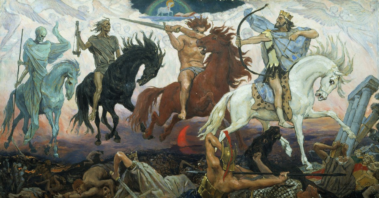 Czterej Jeźdźcy Apokalipsy, 1887 autorstwa Victor Mikhailovich Vasnetsov