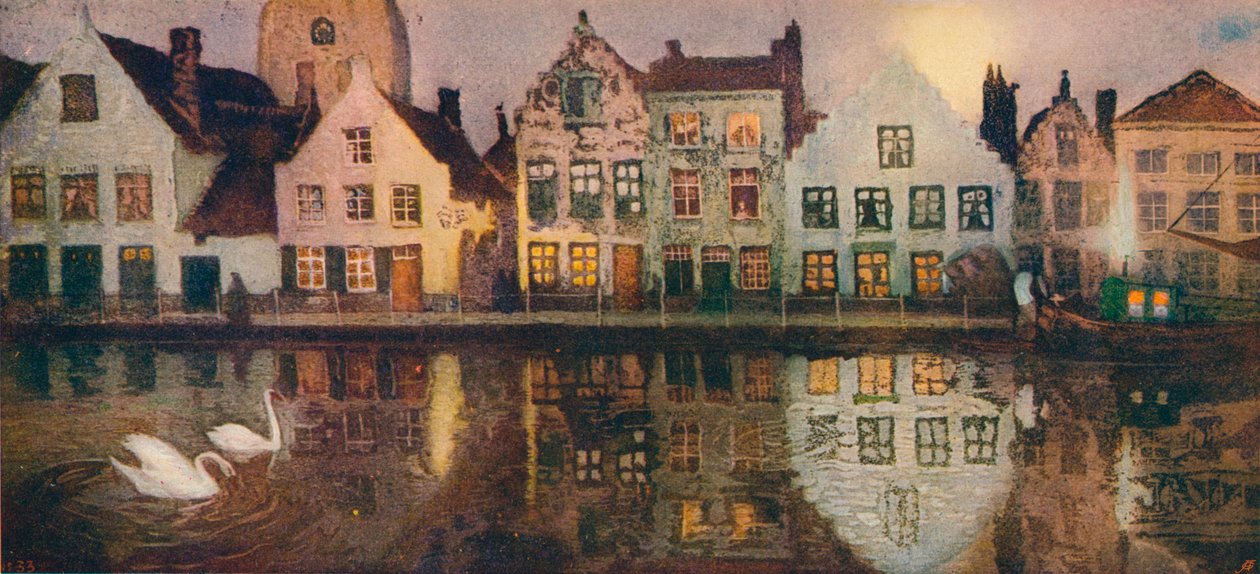 „Stary nabrzeże w Brugii”, c1890 autorstwa Victor Olivier Gilsoul