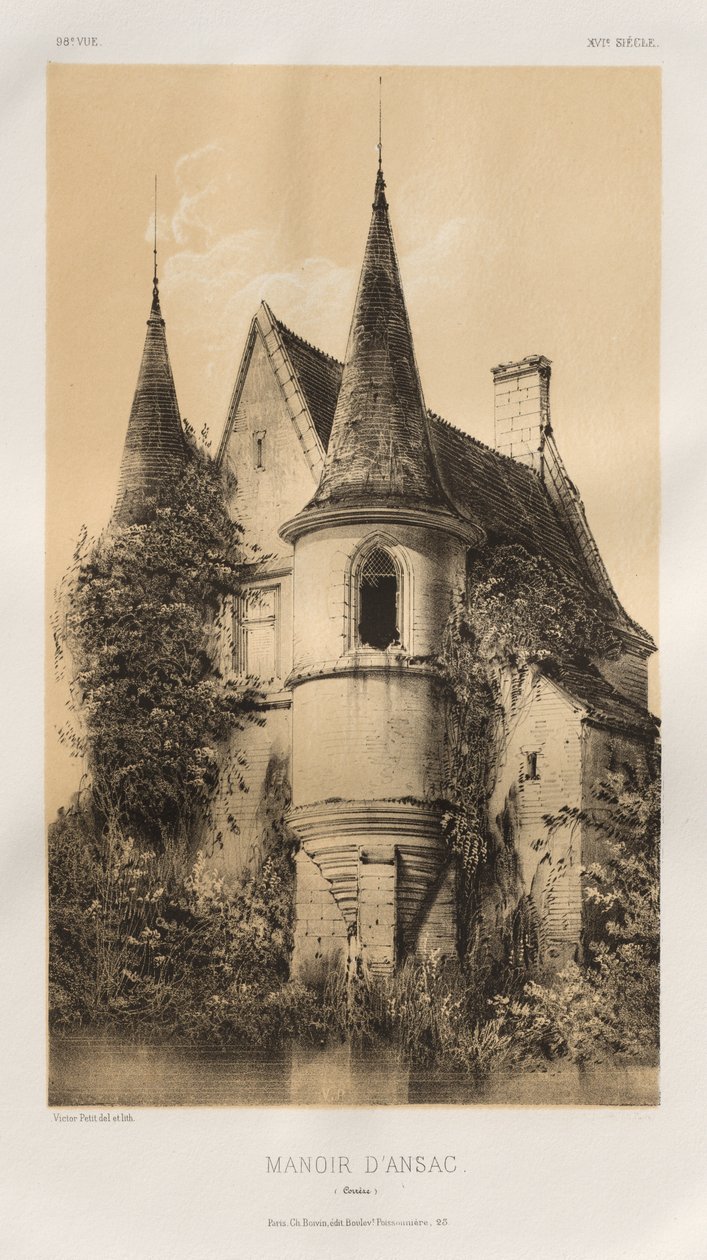 Malownicza architektura lub zabytki XV wieku. I XVI. Wieki: Zamki francuskie XV i XVI wieku: Plac 98, Manoir d