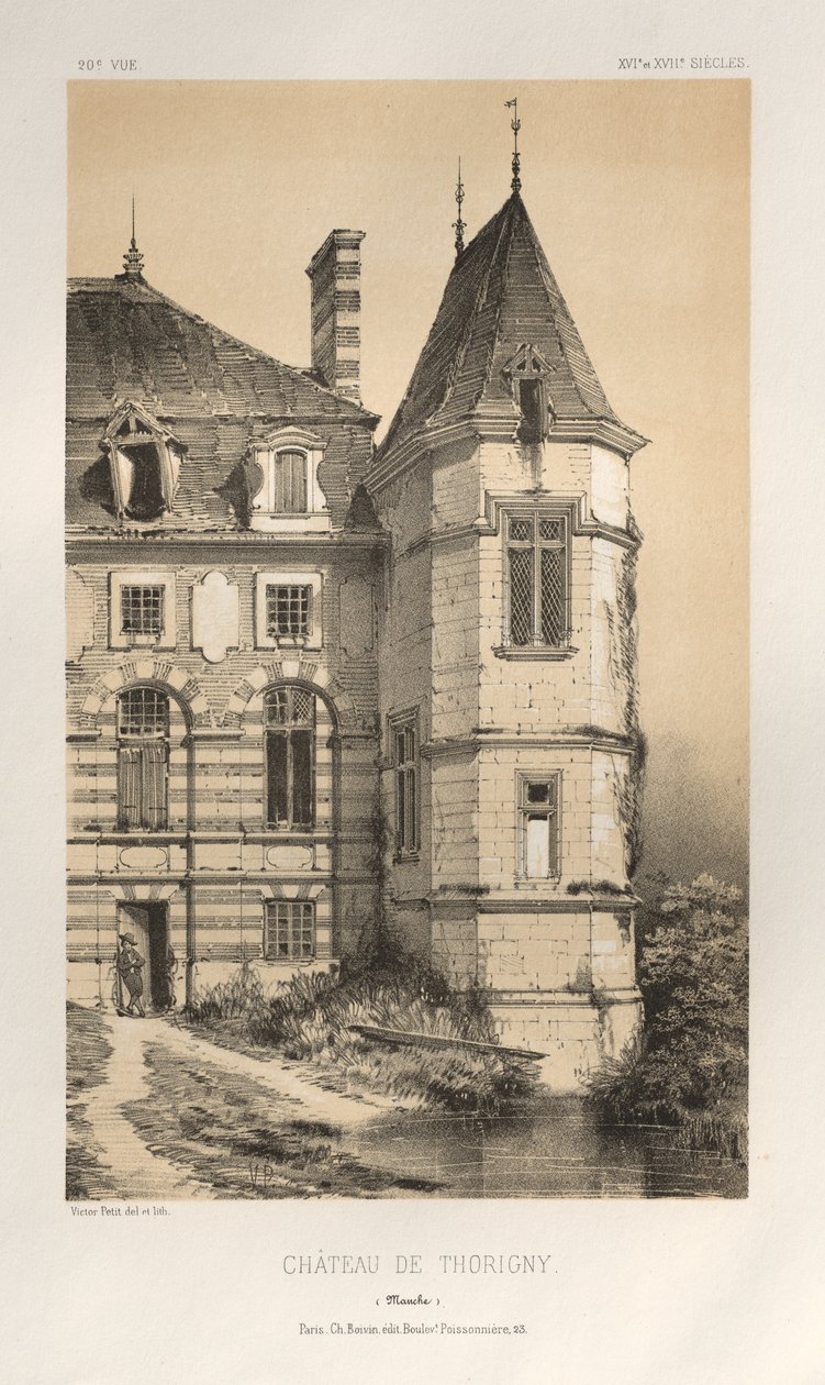 Malownicza architektura lub zabytki XV wieku. I XVI. Wieki: Chateaux De France XV i XVI wieku: Plac 20, Chateau De Thorigny (Manche) autorstwa Victor Petit