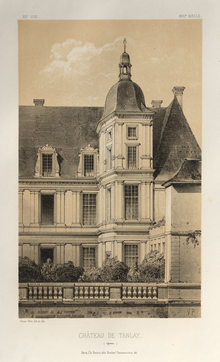 Malownicza architektura lub zabytki XV wieku. I XVI. Wieki: Chateaux de France XV i XVI wieku: Plac 33, Château De Tanlay (Yonne) autorstwa Victor Petit