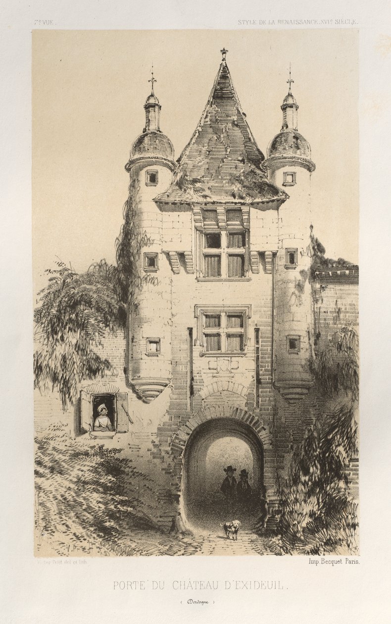 Malownicza architektura lub zabytki XV wieku. I XVI. Wieki: Chateaux de France XV i XVI wieku: Pl.7, Brama Chateau d