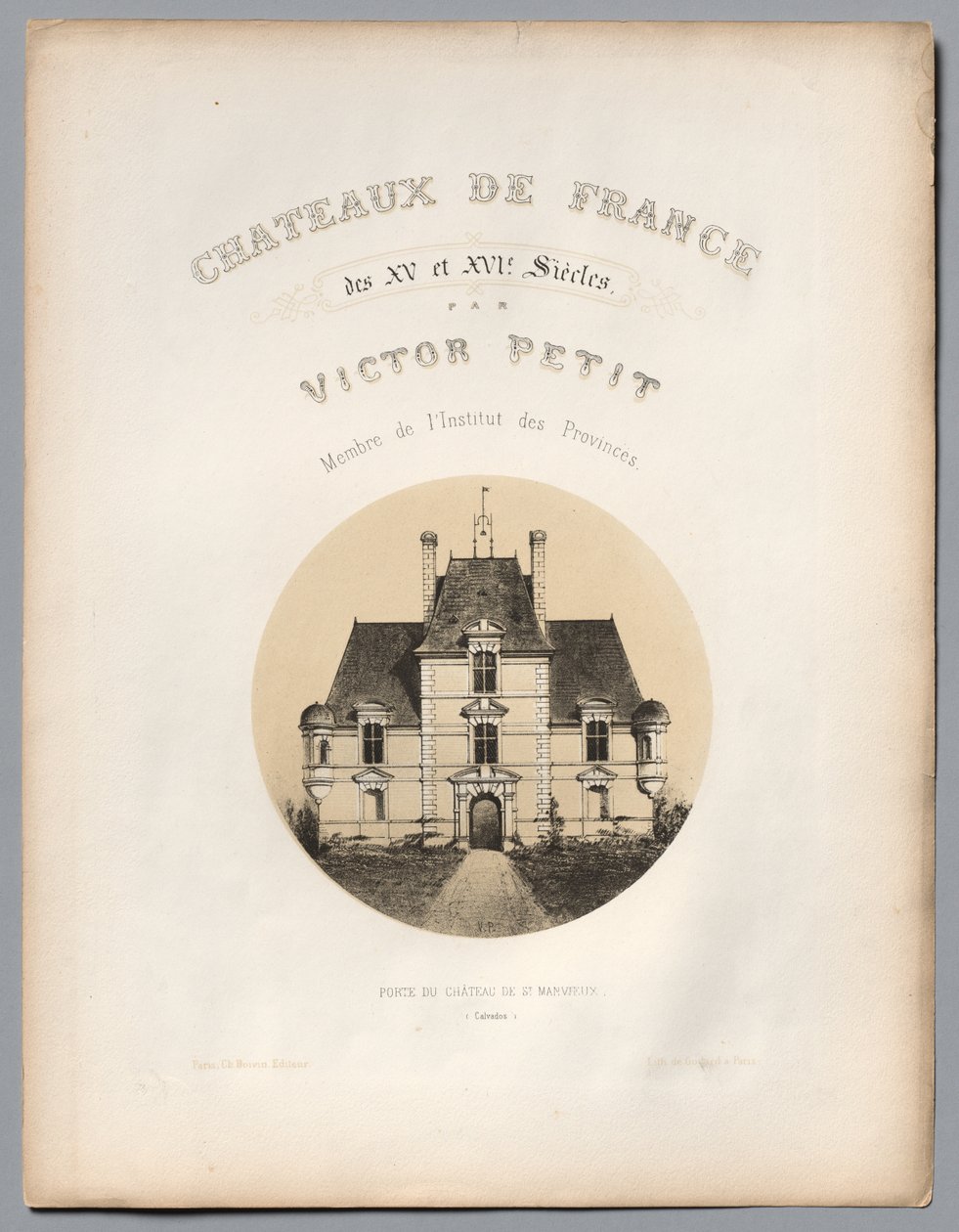 Frontyspis, Brama Château de St Manvieux Calvados, 1860. autorstwa Victor Petit