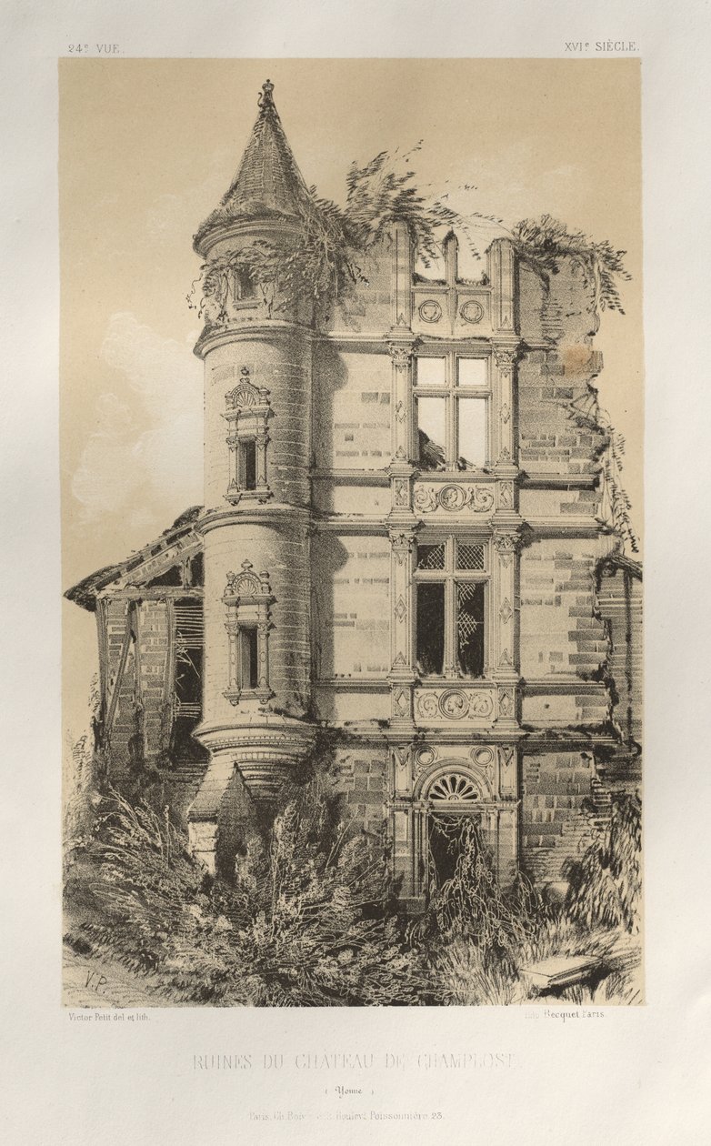 ...pl. 24, Ruines Du Chateau De Champlost Yonne, opublikowana w 1860 r. autorstwa Victor Petit