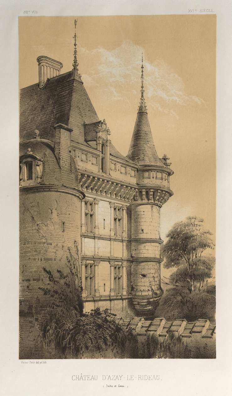 ...pl. 32, Chateau Dazay-Le-Rideau Indre et Loire, 1860. autorstwa Victor Petit