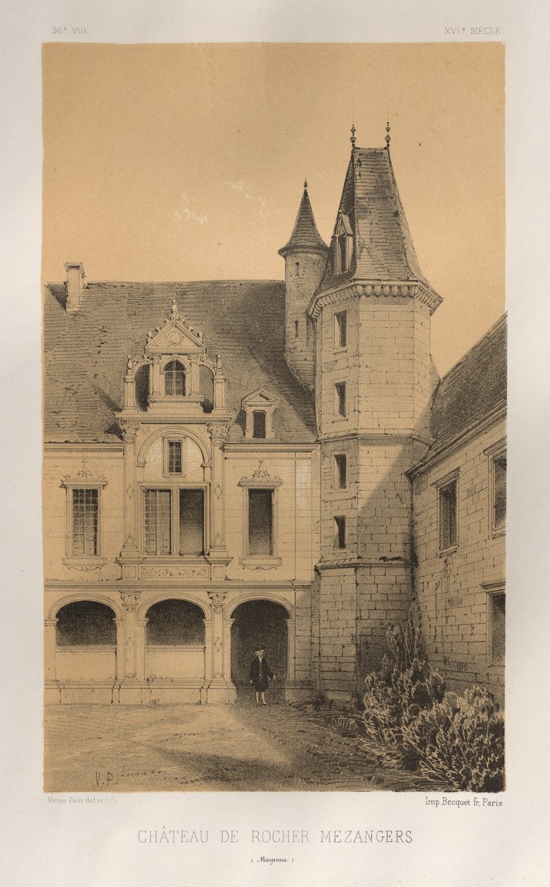 ...pl. 36, Château De Rocher Mezangers Mayenne, 1860. autorstwa Victor Petit
