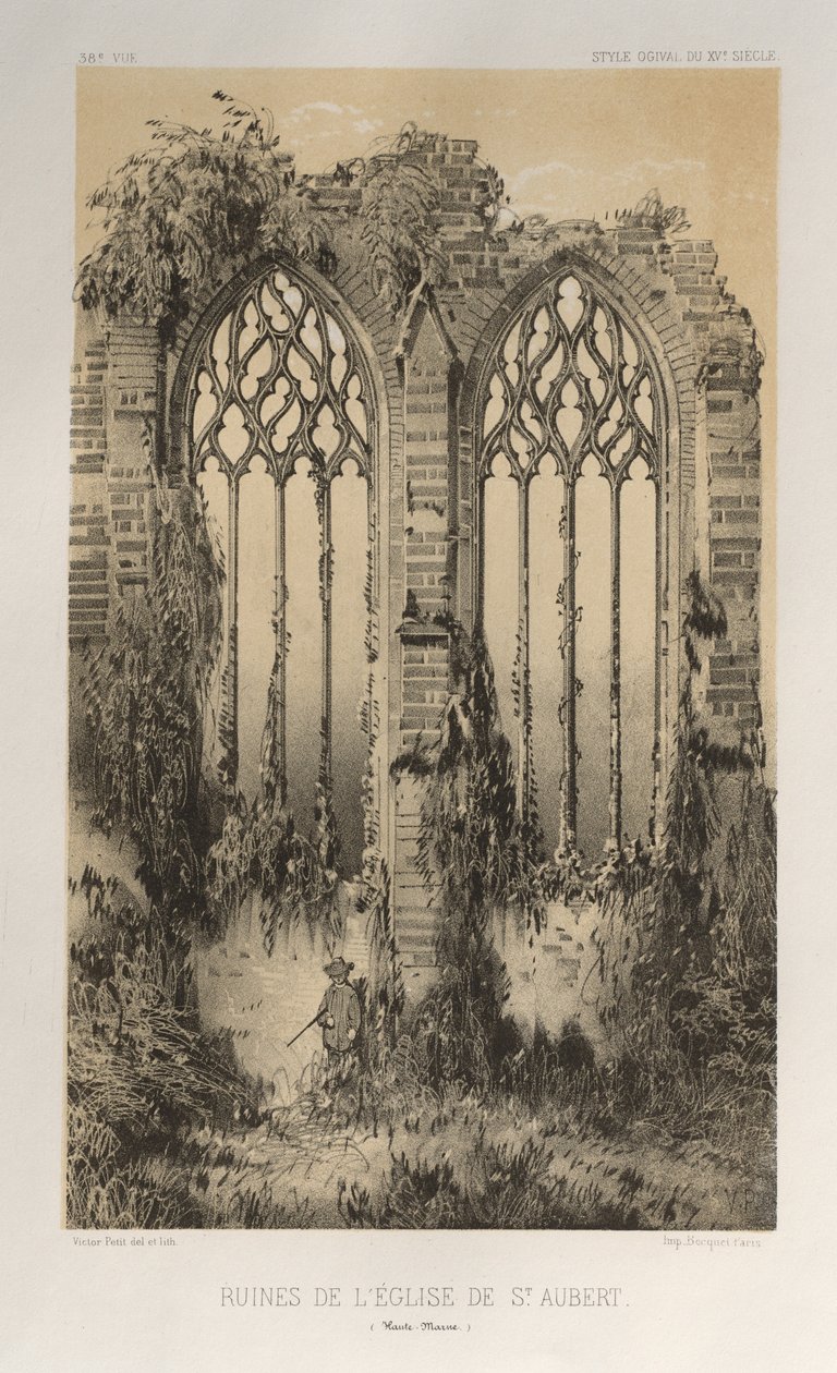 ...pl. 38, Ruiny kościoła św. Auberta Haute-Marne, 1860. autorstwa Victor Petit