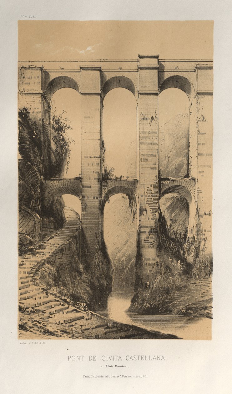 ...pl. 50, Most Państw Rzymskich Civita-Castellana, 1860. autorstwa Victor Petit