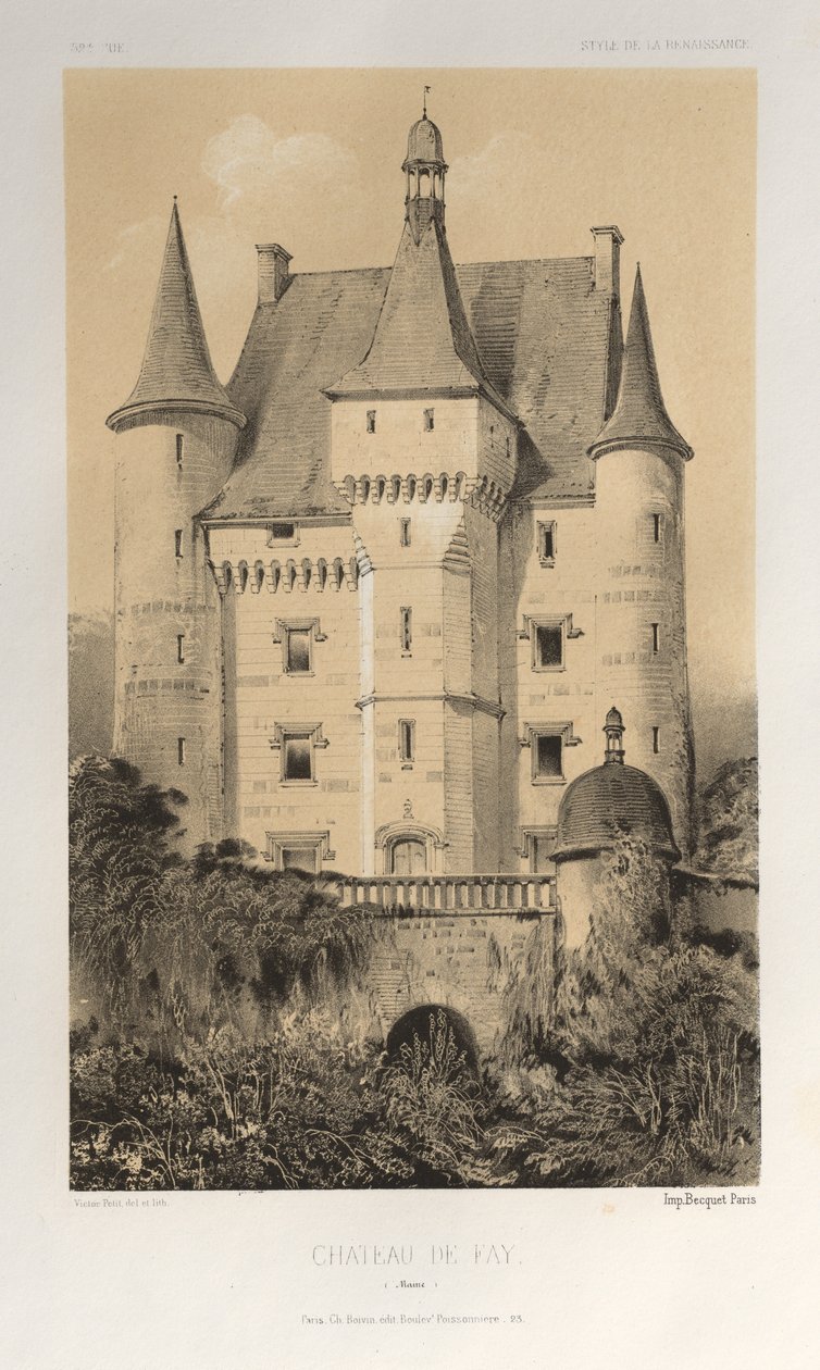 ...pl. 52, Château De Fay Maine, 1860. autorstwa Victor Petit