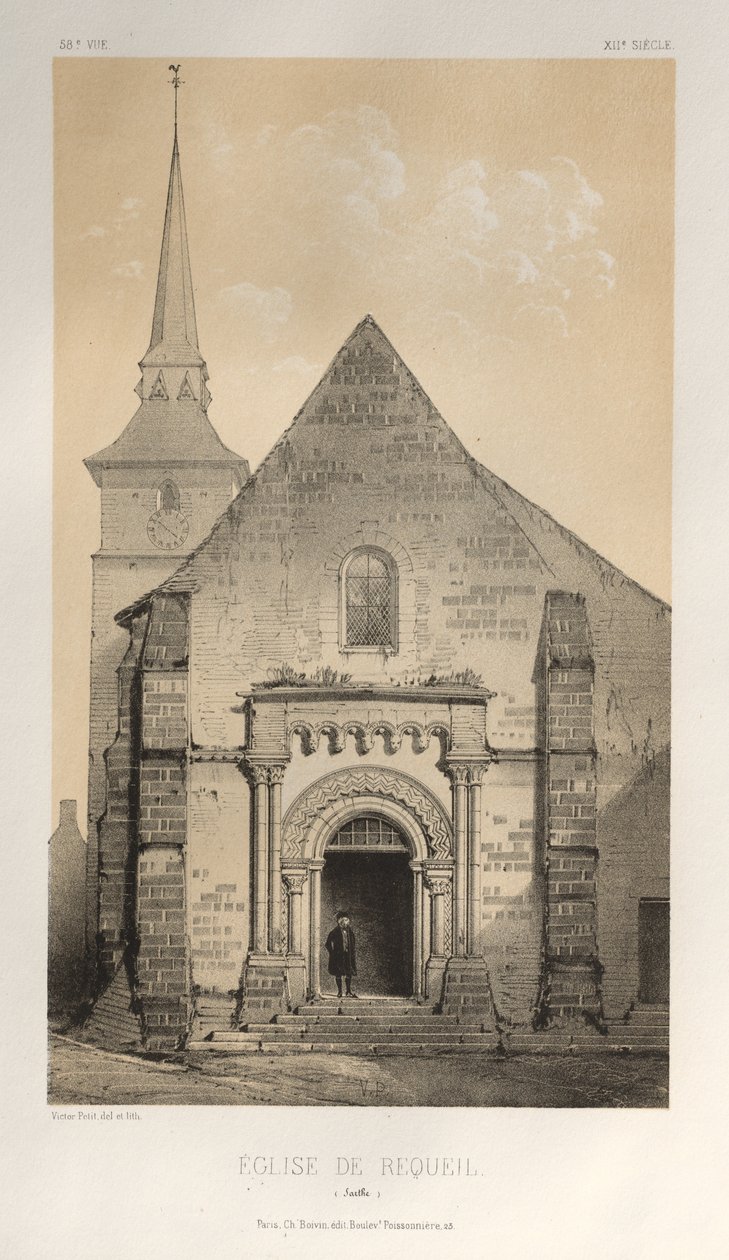 ...pl. 58, Kościół Requeil Sarthe, 1860. autorstwa Victor Petit