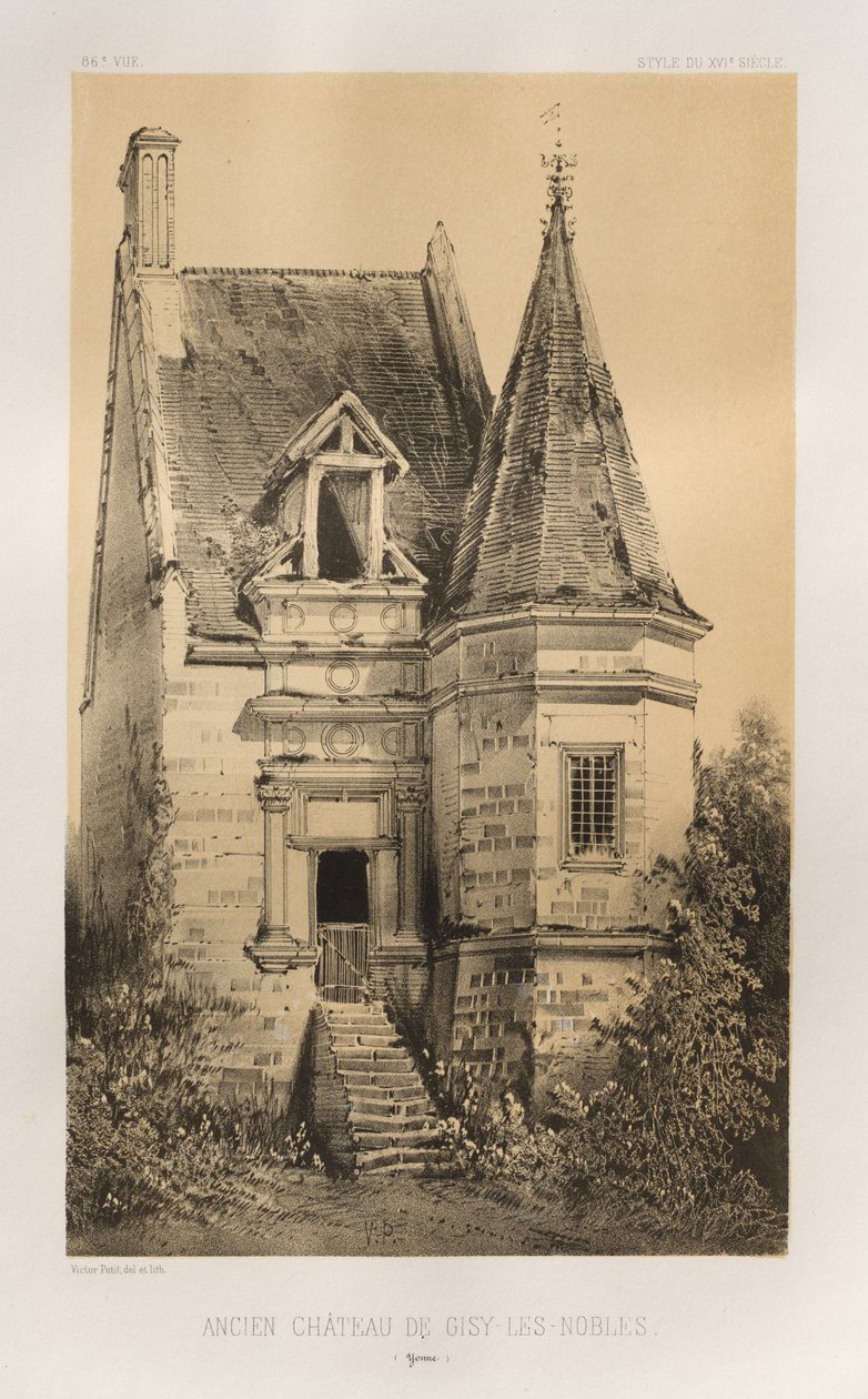 ...pl. 86, Dawny zamek Gisy-les-Nobles Yonne, 1860. autorstwa Victor Petit