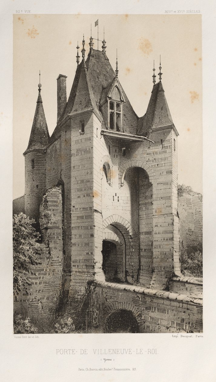 ...pl. 95, Porte de Villeneuve-Le-Roi Yonne, 1860. autorstwa Victor Petit