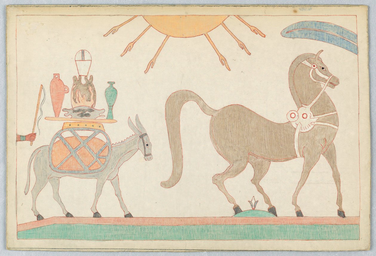 Koń i osioł, ilustracja do bajek Ezopa autorstwa Victor Wilbour