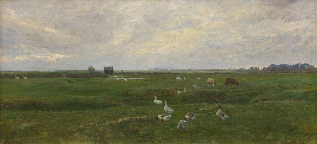 Gęsi nad jeziorem. Nadciąga burza. Dragør, wyspa Amager autorstwa Viggo Johansen