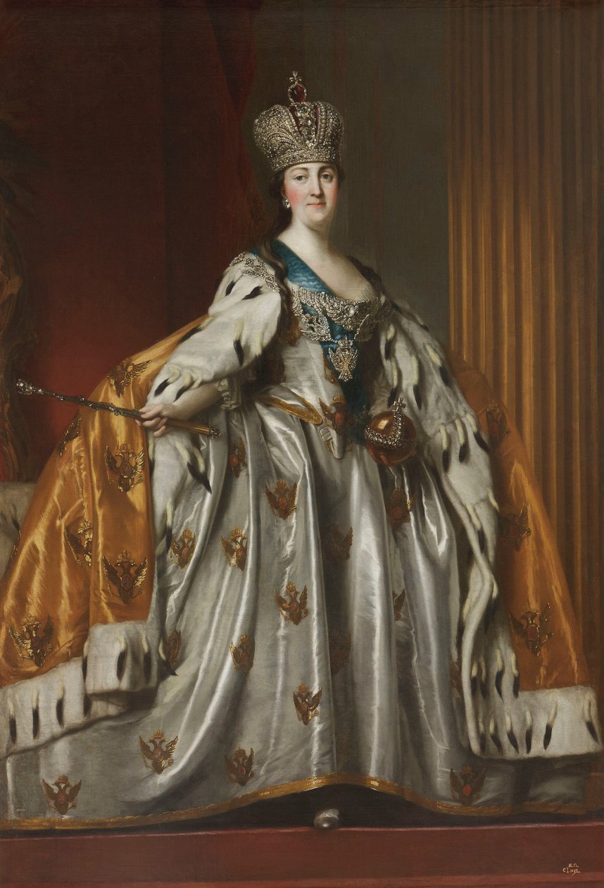 Portret cesarzowej Katarzyny II 1729-1796 w jej szatach koronacyjnych, po 1762 autorstwa Vigilius Erichsen